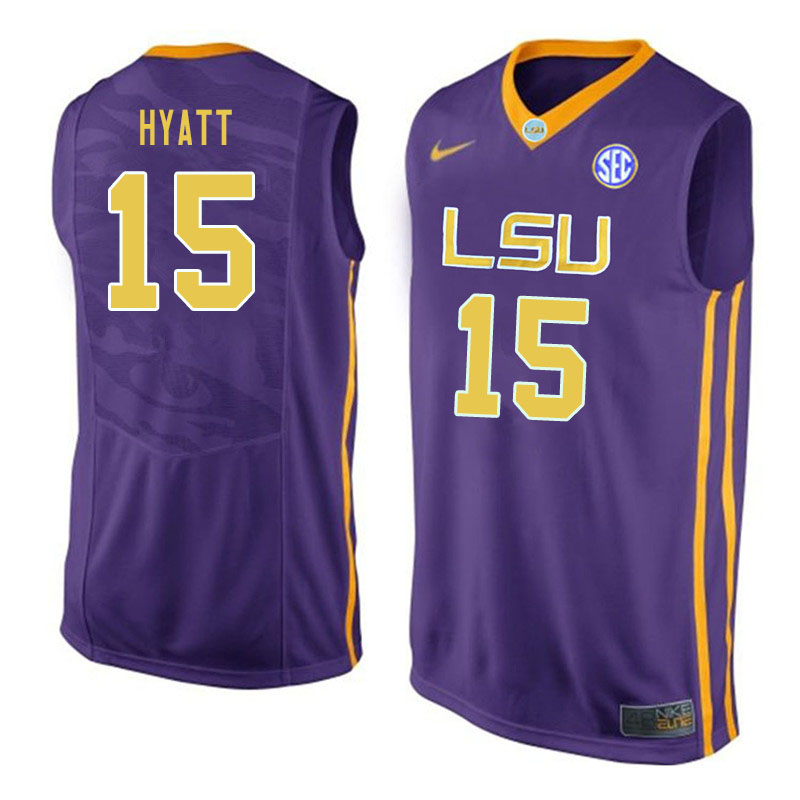 Men #15 Aundre Hyatt LSU Tigers College Basketball Jerseys Sale-Purple